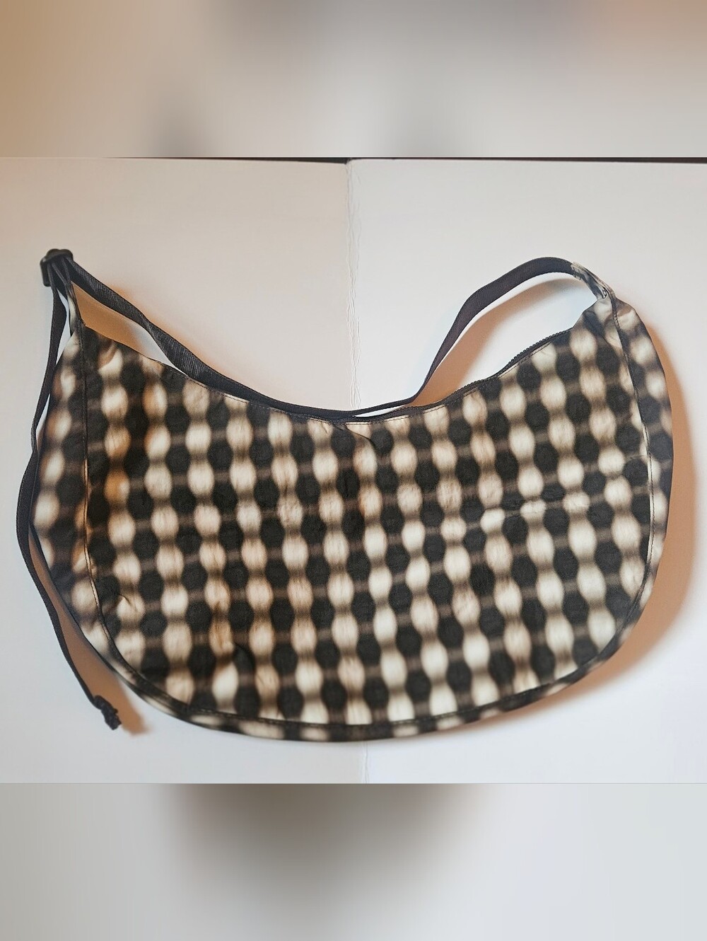 Baggu Large Crescent Bag in Blurred Gingham Brown